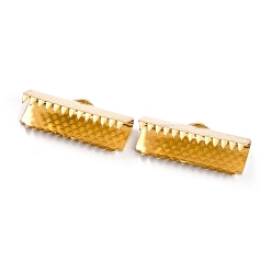 Настоящее золото 18K 304 из нержавеющей стали концы ленты, реальный 18 k позолоченный, 9x20x6.5 мм, отверстие : 3.5x1.5 мм