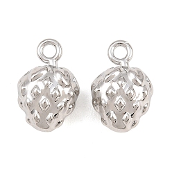 Platinum Alloy Pendants, Strawberry Charms, Rack Plating, Cadmium Free & Lead Free, Platinum, 18x12x9mm, Hole: 2mm