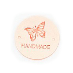 Фора Бирки для этикеток из кожи из микрофибры, бирка с тиснением ручной работы, с отверстиями, для джинсов своими руками, , обуви, аксессуары для шляп, плоские круглые с бабочкой, оранжевые, 25 мм