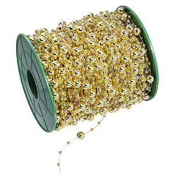 Золотистый Пластиковые цепочки из бусин с имитацией жемчуга, с катушкой, круглые, золотые, 3~7.5 мм, около 196.85 футов (60 м) / рулон