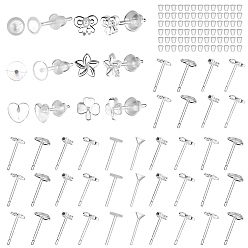 Прозрачный 120шт 6 стиль бант и сердце и клевер и цветок и плоские круглые пластиковые серьги-гвоздики, с уха орехов, прозрачные, 4~12x4~6.5 мм, штифты : 0.8 мм, 20 шт / стиль