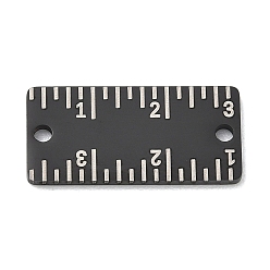 Black 304 Stainless Steel Connector Charms, Double Scale Ruler Links, Ion Plating(IP), Long-Lasting Plated, Black, 23x11x1.5mm, Hole: 1.9mm