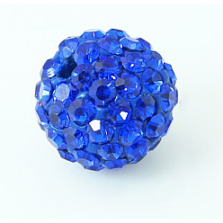 Сапфир Бусины со стразами, полимерная глина , pave disco бусины, класс А, половине просверлил, круглые, сапфир, С. 9 (1.5 мм), 1.6 мм, отверстие : 6 мм