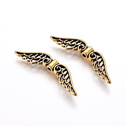 Античное Золото Сплавочные овальные бусины тибетского стиля , без кадмия и без свинца, крылья, античное золото , 7x31x3 мм, отверстие: 1 мм, около 1100 шт / кг