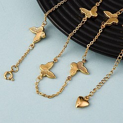 Золотой 304 Женские ожерелья-цепочки в виде бабочек из нержавеющей стали, золотые, 16.10 дюйм (40.9 см)