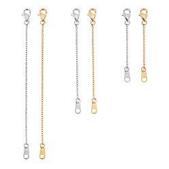 Mixed Color 6Pcs 6 Style Stainless Steel Chain Extender, with Lobster Claw Clasps & Curb Chains, Mixed Color, 1pc/style, 6pcs/set