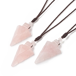 Розовый Кварц Кулон из натурального розового кварца со стрелой, украшения из драгоценных камней для женщин, 36.22 дюйм (92 см)
