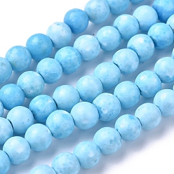 Hemimorphite Assembled Synthetic Hemimorphite and Larimar Beads Strands, Dyed, Round, 4mm, Hole: 0.8mm, about 105 pcs/Strand, 16.34 inch(41.5 cm)