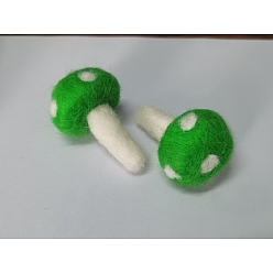 Yellow Green Handwork Felt Needle Felting Mushroom Ornaments, for Home Decoration Display, Yellow Green, 45~48x30~32mm