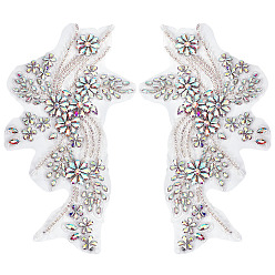 Прозрачный АВ Аппликации из полиэфирного стекла и страз, ясно AB, 310x165x7 мм