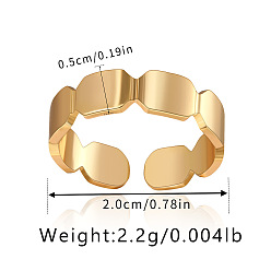 Rectangle Латунь манжеты кольца, золотые, прямоугольные, 22 мм