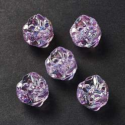 Medium Orchid UV Plating Rainbow Iridescent Acrylic Beads, Flower, Medium Orchid, 17x17x15.5mm, Hole: 3.2mm