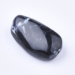 Черный Акриловые бусины, имитация драгоценных камней, самородки, чёрные, 27.5x15x10 мм, Отверстие : 1.5 мм , около 170 шт / 500 г