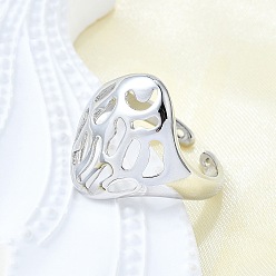 Платина Латунные кольца-манжеты для женщин, без кадмия и без свинца, овальные, платина, 20.5 мм, внутренний диаметр: регулируемый