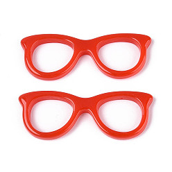 Красный Подвески из непрозрачной смолы, ссылки на очки, красные, 16x44~44.5x3.5 мм, отверстие : 14x11.5 мм