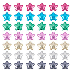 (52) Непрозрачная лаванда 56шт 7 цвета УФ-покрытие непрозрачные акриловые бусины, звезда, разноцветные, 19.5x21.5x10.5 мм, отверстие : 3.5 мм, 8 шт / цвет