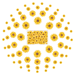 Золотистый 100 шт. 4 стили плоские волосы и аксессуары для костюмов украшения смоляные цветы ромашки кабошоны, золотые, 9~26x2.5~7 мм, 25 шт / стиль