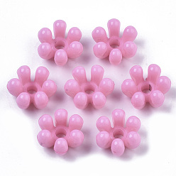 Pearl Pink Opaque AS Plastic Bead Caps, 6-Petal, Flower, Pearl Pink, 22.5x20.5x12.5mm, Hole: 4.5mm, about 210pcs/500g