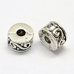 Античное Серебро Сплав европейского стиля застежками, колонка, античное серебро, 9x6 мм, отверстие : 3 мм