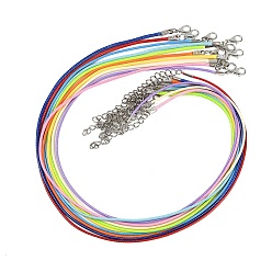 (52) Непрозрачная лаванда Изготовление плетеного ожерелья из вощеного хлопкового шнура, с застежками-карабинами из сплава и удлинителями железных цепочек, разноцветные, 17-1/8 дюйм (43.5 см), 1.5 ттт