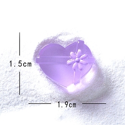 Лиловый Рождественские светящиеся украшения из микропейзажа из смолы, сердце, сирень, 15x19 мм