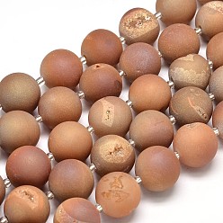 (966) Внутренний цвет Кристалл / Лиловато-лиловый на подкладке Круглые гальванические натуральный druzy жеода кварцевые нити бисер, с покрытием цвета радуги, 20 мм, отверстие : 1 мм, около 18 шт / нитка, 16 дюйм