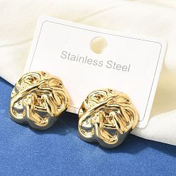 Плоский Круглый 304 из нержавеющей стали серьги, реальный 18 k позолоченный, плоско-круглые, 23x22 мм