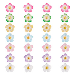 (52) Непрозрачная лаванда 28 шт 7 цвета подвески из непрозрачной смолы, цветок с платиновой железной петлей, разноцветные, 34~35x30~31.5x7.5~8 мм, отверстие : 2 мм, 4 шт / цвет