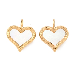 Настоящее золото 18K Натуральные белые раковины, с 304 установками из нержавеющей стали, ионное покрытие (ip), реальный 18 k позолоченный, 14x12x2 мм, отверстие : 2.5 мм