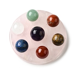 Розовый Кварц Чакра натуральный розовый кварц основа семь звезд группа дисплей украшения, с подвеской, украшение для домашнего офиса по фэн-шуй, 64.5~65x8~9 мм