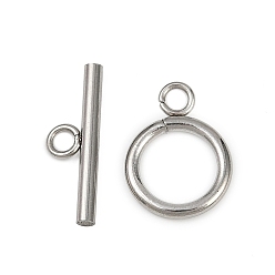 Нержавеющая Сталь Цвет Застежки-тоглы из нержавеющей стали, кольцо, цвет нержавеющей стали, 19x14x2 мм, отверстие : 2.8 мм