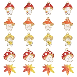 (52) Непрозрачная лаванда 20шт 5 подвески из сплава с эмалью в стиле осень, кленовый лист и грибной эльф, разноцветные, 22~25x16.5~22x1~1.5 мм, отверстие : 1.2~1.8 мм, 4 шт / стиль