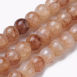 Верблюжий Стеклянные бусины кракле, круглые, верблюжие, 8~8.5 мм, отверстие : 1 мм, около 48 шт / нитка, 36~37.5 см