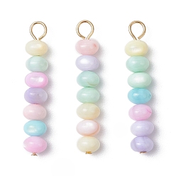 Золотой Подвески из натурального пресноводного ракушечника в форме ронделла, окрашенные в цвет макарон, с 304 петлями из нержавеющей стали, красочный, золотые, 27x5 мм, отверстие : 2 мм