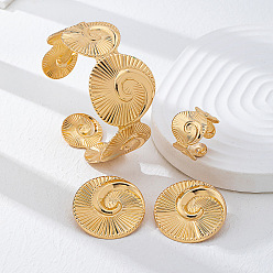 Golden Alloy Round Hollow Stud Earrings & Bangles & Rings Sets for Women, Golden, Inner Diameter: 55mm