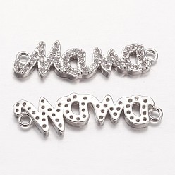 Платина Латунные микро проложить кубических ссылки циркония, для создания украшений, на День Матери, wordmama, без кадмия, без никеля и без свинца, платина, 8.5x30x2 мм, отверстие : 1 мм