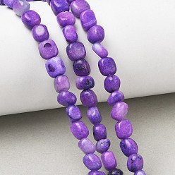 Violet Bleu Teints naturels blanches perles de jade brins, nuggets, pierre tombée, bleu violet, 5~6.5x5~6.5x4~5.5mm, Trou: 0.8mm, Environ 64~66 pcs/chapelet, 15.75'' (40 cm)