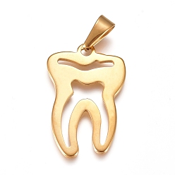 Golden 304 Edelstahl Anhänger, Zahn, golden, 34.5x22x1.5 mm, Bohrung: 10x4 mm