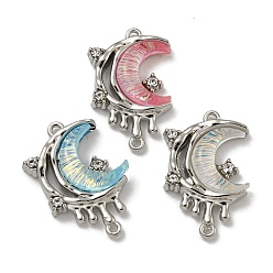 Платина Подвески из сплава со стразами, cmолой, без свинца, без кадмии и без никеля, Луна прелести, платина, 23x16x4.5 мм, отверстие : 1 мм