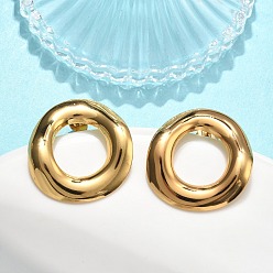 Golden 201 Stainless Steel Stud Earrings, with 304 Stainless Steel Pins, PVD Vacuum Plating, Long-Lasting Plated, Ring Shape, Golden, 28x26.5mm