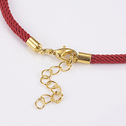 Golden Nylon Cord Bracelet Making, with Brass End Chains and Findings, Red, Golden, 8-1/8 inch(205mm)x3mm, Hole: 3mm