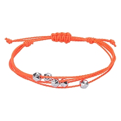 Оранжевый Браслеты из многожильных бусин из вощеного шнура в стиле бохо, регулируемые женские браслеты из полигональных бусин, оранжевые, периметр: 5-7/8~11 дюйм (15~28 см)