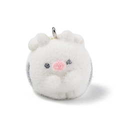 Свинья Кулоны из флокированной смолы, с железной платиной петлей, свинья, 24x23x23.5 мм, отверстие : 2 мм