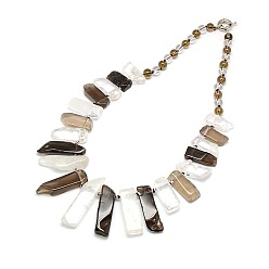 Mixed Stone Natural Gemstone Beaded Bib Statement Necklaces, with Spring Ring Clasps, 20~21 inch