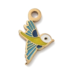 Птица 304 нержавеющей стальной эмали подвески, прелести животных, золотые, птица, 16.5x10x1.5 мм, отверстие : 1.8 мм