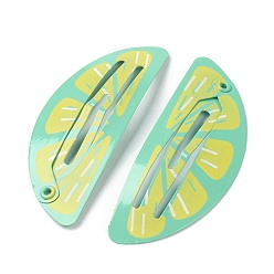 Yellow Baking Paint Iron Snap Hair Clips, for Children's Day, Watermelon, Yellow, 55x21.5x2.5mm