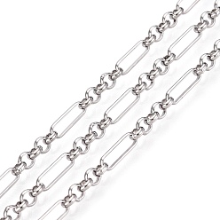 Stainless Steel Color 304 Stainless Steel Rectangle Link Chains, Soldered, with Spool, Stainless Steel Color, 8.5x2.5x1mm, about 65.62 Feet(20m)/Roll, Link: 3x1mm