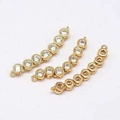 Chapado en Oro Real 18K Latón micro allanar aaa enlaces de circonio cúbico, sin cadmio y níque y plomo, real 18 k chapado en oro, 30x4x3.3 mm, agujero: 1 mm