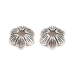 Античное Серебро Тибетском стиле сплав шарик крышки, без кадмия, без никеля и без свинца, цветок, античное серебро, 8x2.5 мм, отверстие : 1.8 мм