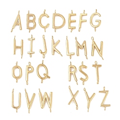 Настоящее золото 14K 26 шт. 26 стили 304 начальные соединительные подвески из нержавеющей стали, буквы a~z ссылки, реальный 14 k позолоченный, 11~12.5x3.5~7x1 мм, отверстие : 1.2 мм, 1 шт / стиль